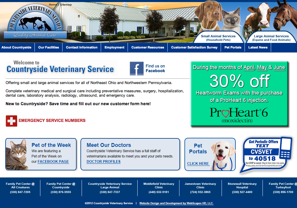 Website Design and Development for Countryside Veterinary Service
